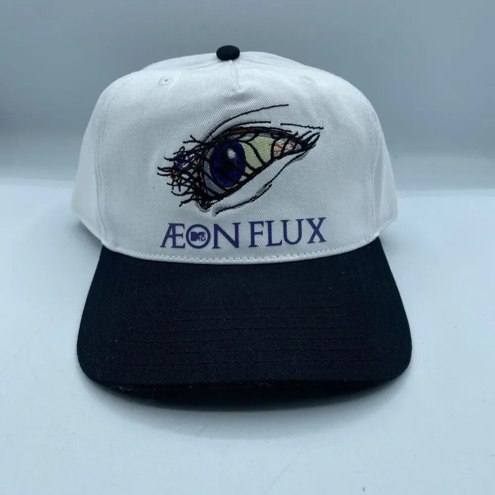 Aeon Flux Hat MTV White White Adjustable Cap Snapback Logo Show TV NWOT